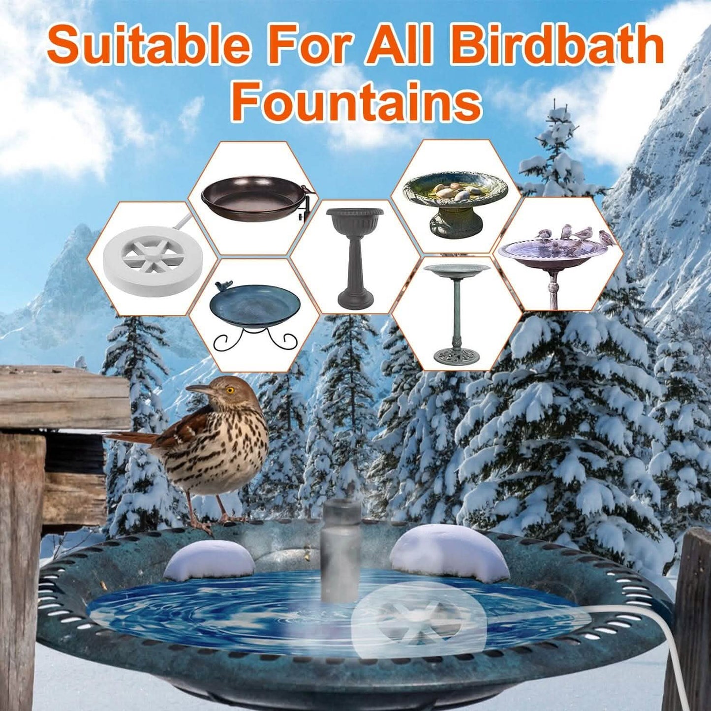 70W Bird Bath Deicer Aluminum Alloy Water Heater with Thermostat Auto Shutdown DailySale