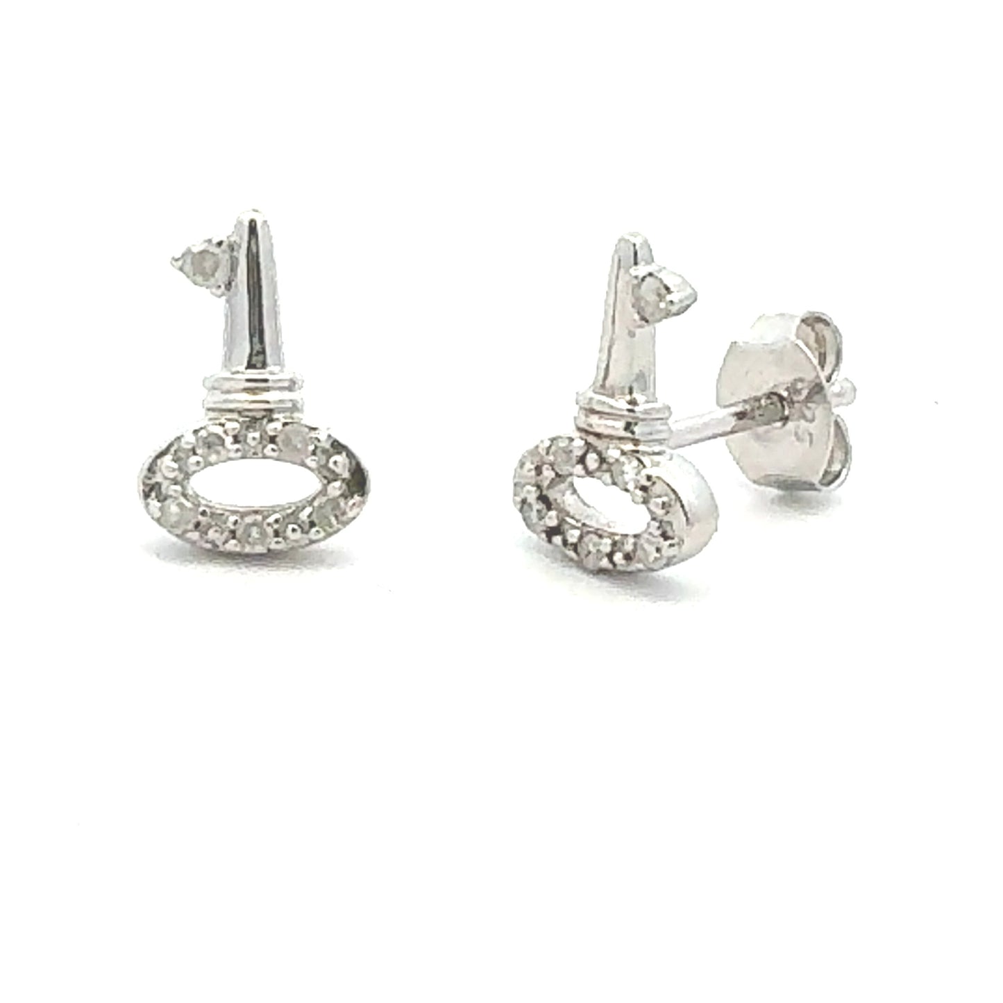Natural .03ct Diamond Earrings Sterling Silver Bids.com