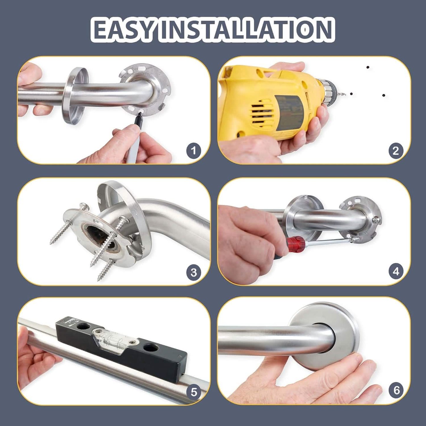 Stainless Steel 20cm Bathroom Shower Grab Bar & Towel Rail DailySale