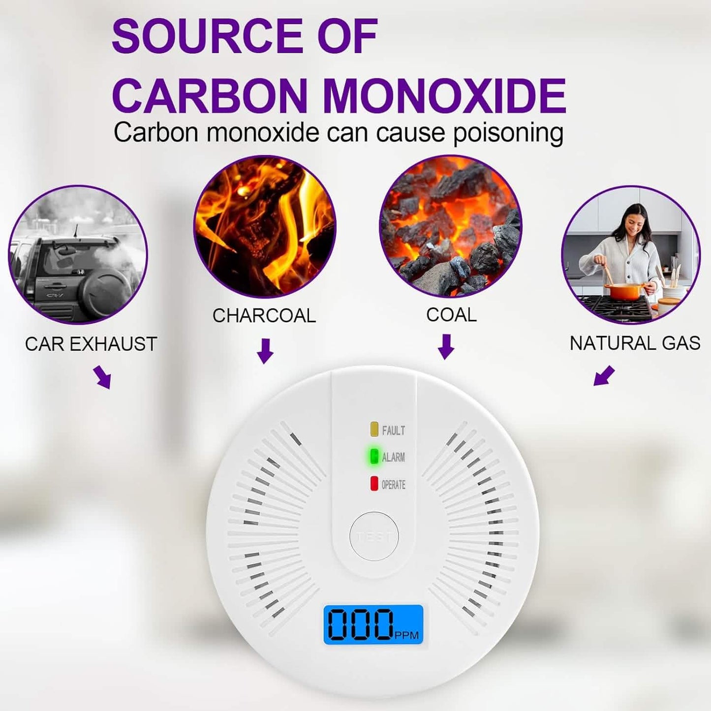 Portable Carbon Monoxide Detector – Battery-Operated CO Alarm DailySale