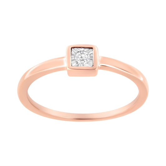 14K Rose Gold Plated .925 Sterling Silver 1/20 cttw Miracle Set Diamond Promise Ring (J-K Color, I1-I2 Clarity) - Size 6 Bids.com