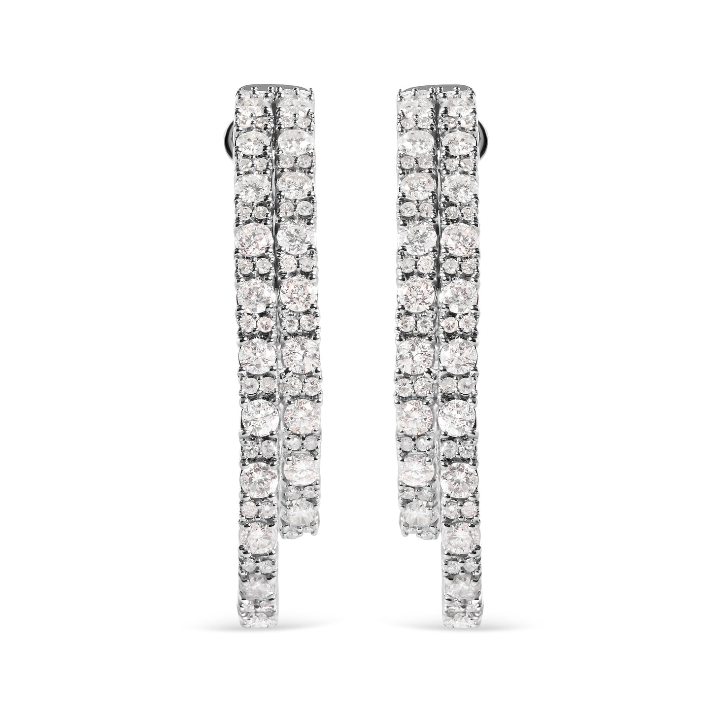 14K White Gold 4.0 Cttw Diamond Asymmetrical Inside Out Double-Hoop Earrings (I-J Color, I1-I2 Clarity) Bids.com