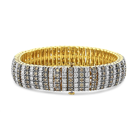 10K Yellow Gold 10-1/3 Cttw Alternating Coco Color and White Diamond 5 Row Tennis Bracelet (Brown/H-I Color, SI1-SI2 Clarity) - Size 7.25 Bids.com