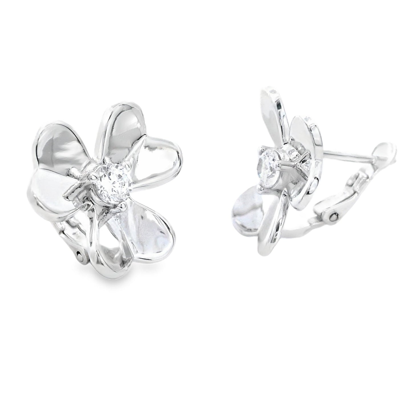 Natural Cubic Zirconia Flower Earrings Sterling Silver Bids.com