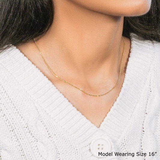 10k Yellow Gold Diamond Cut Cable Link Chain (1.10 mm) Bids.com