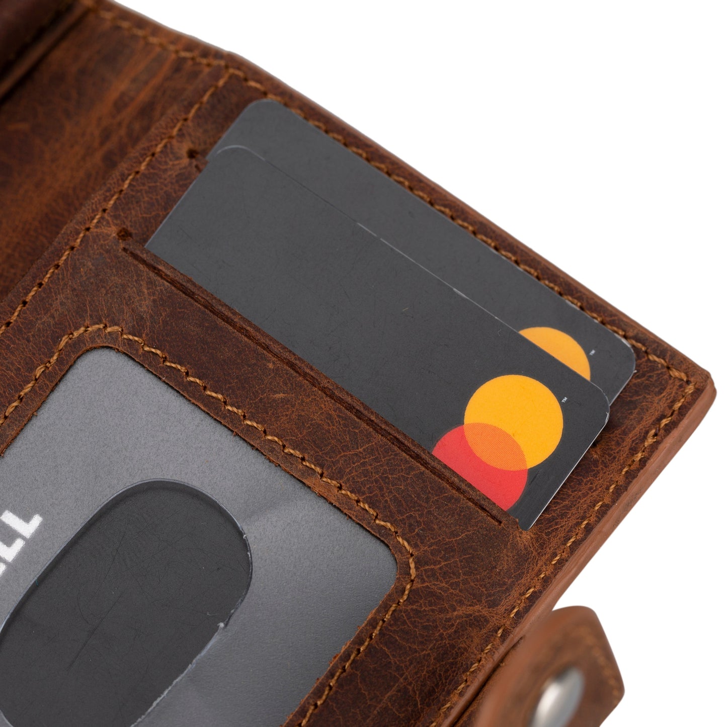 Palertag Zip Mechanical Leather Card Holder with AirTag Slot Mizuri Leather