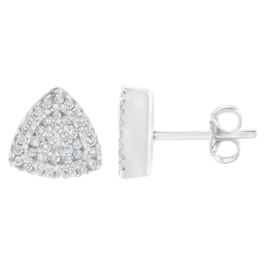 14K White Gold 1/2 cttw Trillion Shaped Diamond Stud Earrings (H-I Clarity, SI2-I1 Color) Bids.com