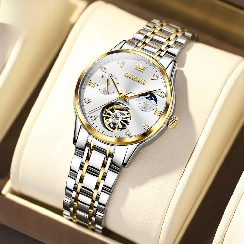 Women's Automatic Stainless Steel Watch Diamond Markers BandsCo Straps