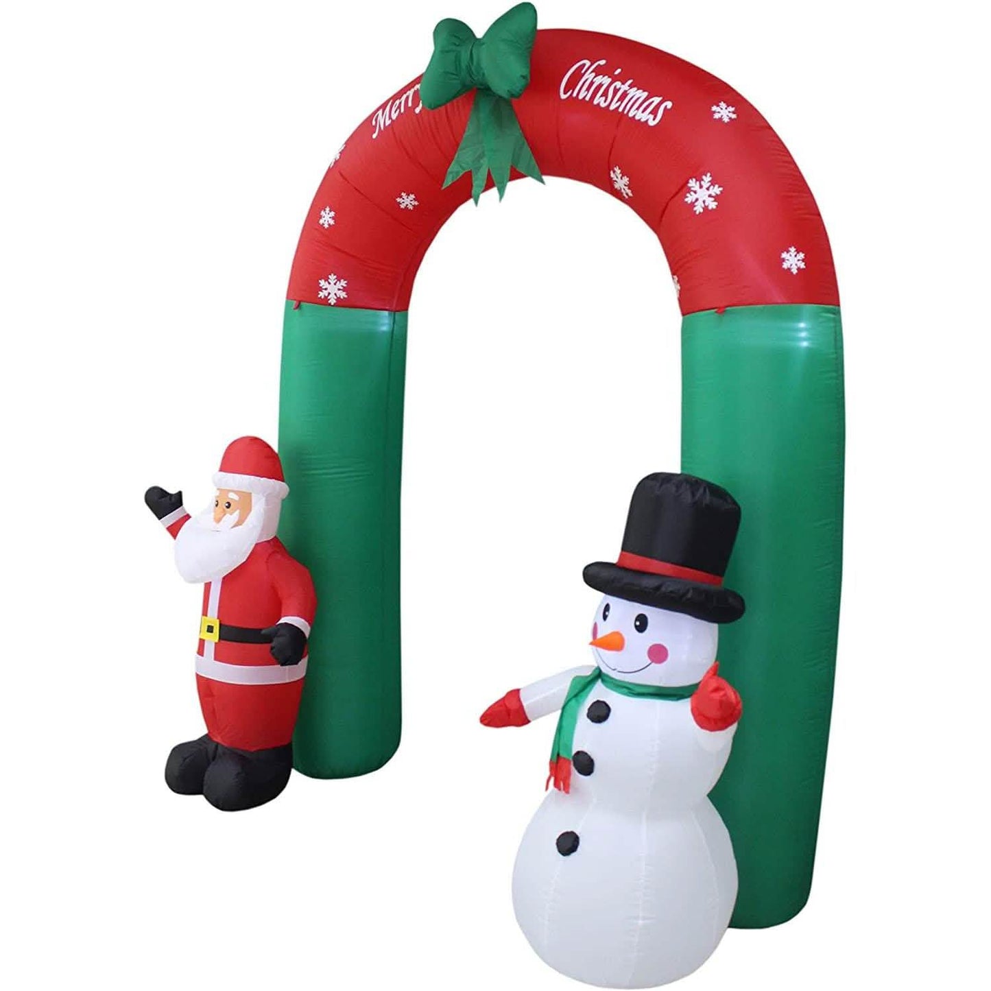 8 Foot Tall Lighted Christmas Inflatable Santa Claus and Snowman Archway DailySale