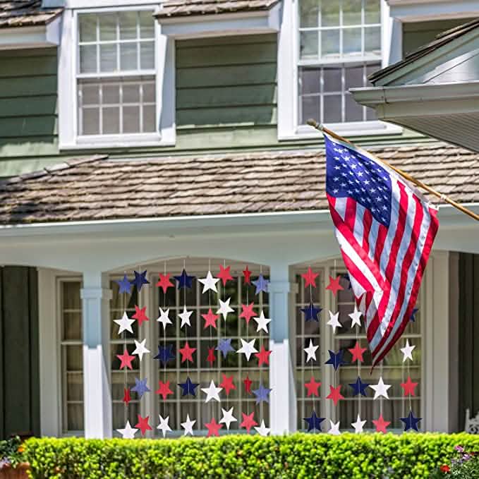 8 Strands Patriotic Star Streamers Banner Garland DailySale