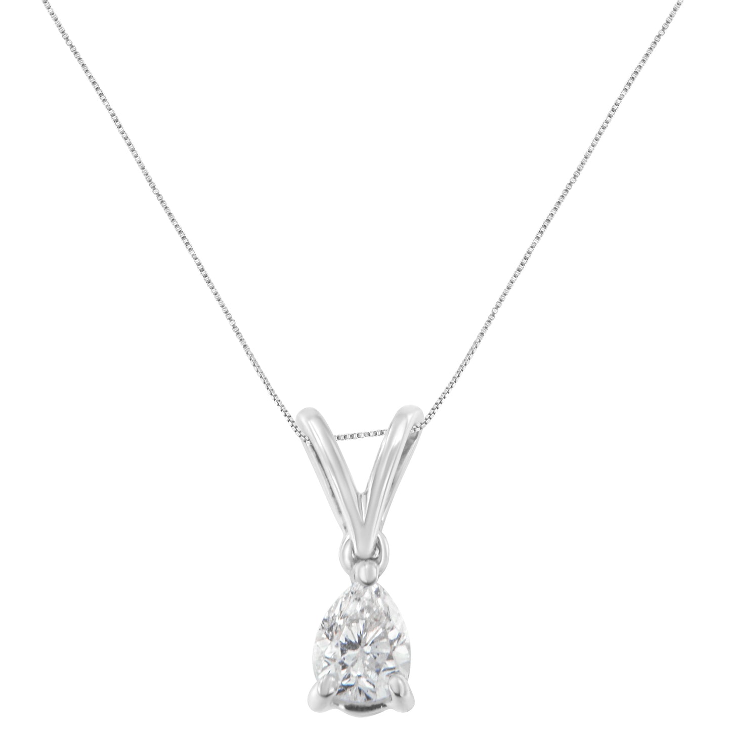 10K White Gold 1/5 cttw Diamond Pear Pendant Necklace (H-I, SI1-SI2) Bids.com