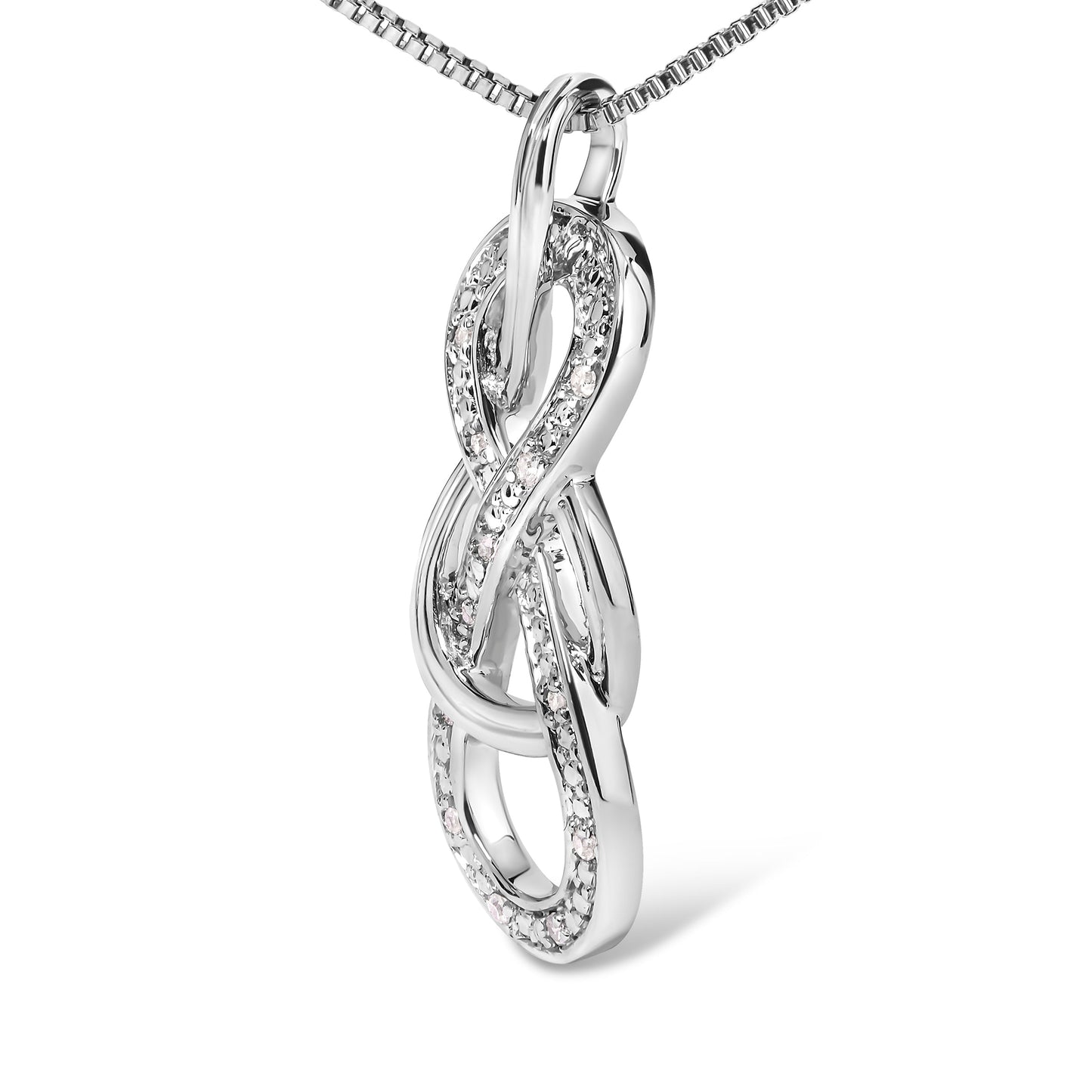 925 Sterling Silver Diamond Accent Interlocking Infinity Pendant Necklace (H-I Color, I2-I3 Clarity) - 18" Inches Bids.com