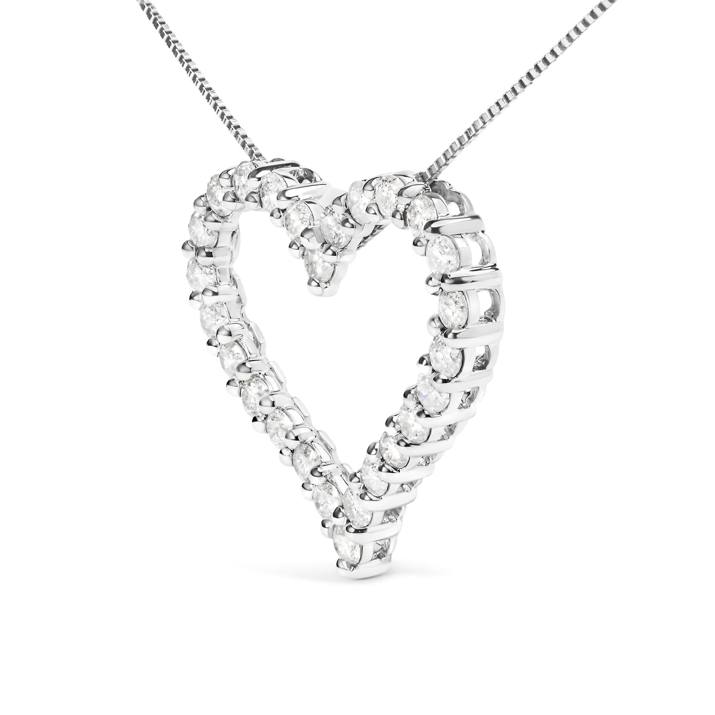 .925 Sterling Silver 2.0 Cttw Diamond Open Heart 18" Pendant Necklace (I-J Color, I2-I3 Clarity) Bids.com