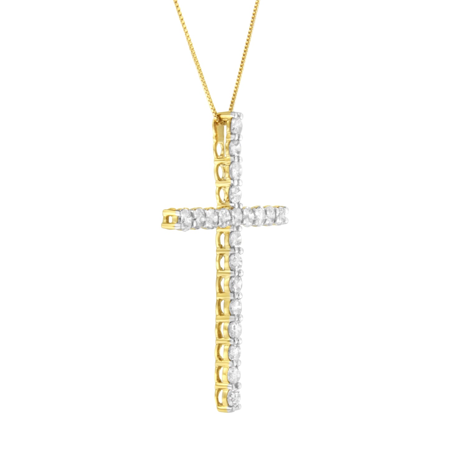 10K Yellow Gold Plated .925 Sterling Silver 4.0 Cttw Round Cut Diamond Cross Pendant Necklace (J-K Color, I1-I2 Clarity) - 18" Bids.com