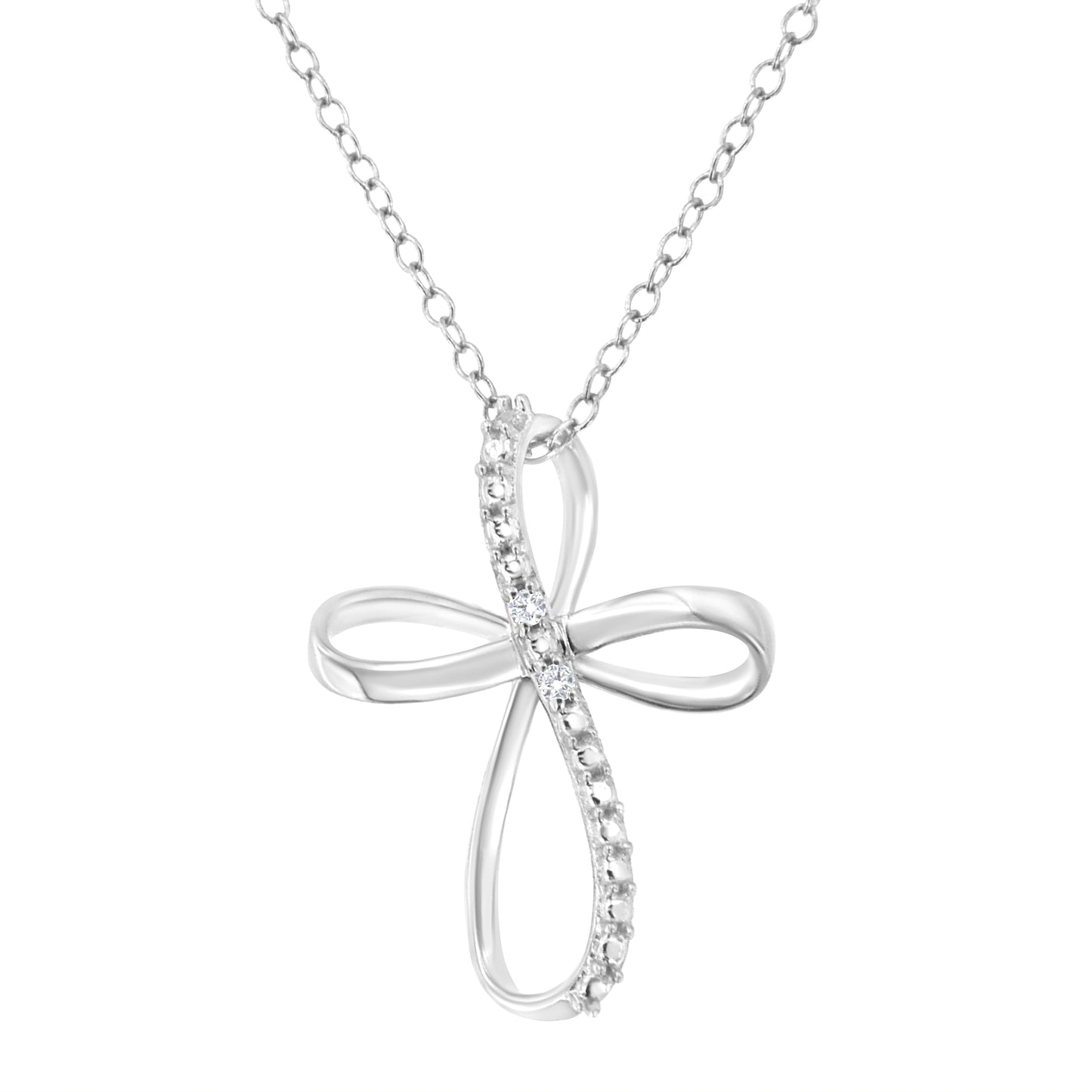 10K Yellow Gold Plated .925 Sterling Silver Diamond Accent Cross Ribbon 18" Pendant Necklace (I-J Color, I2-I3 Clarity) Bids.com