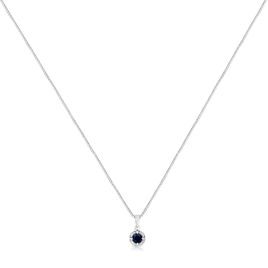 .925 Sterling Silver 3/4 Cttw Treated Blue Diamond Solitaire 18" Milgrain Pendant Necklace (Blue Color, I1-I2 Clarity) Bids.com