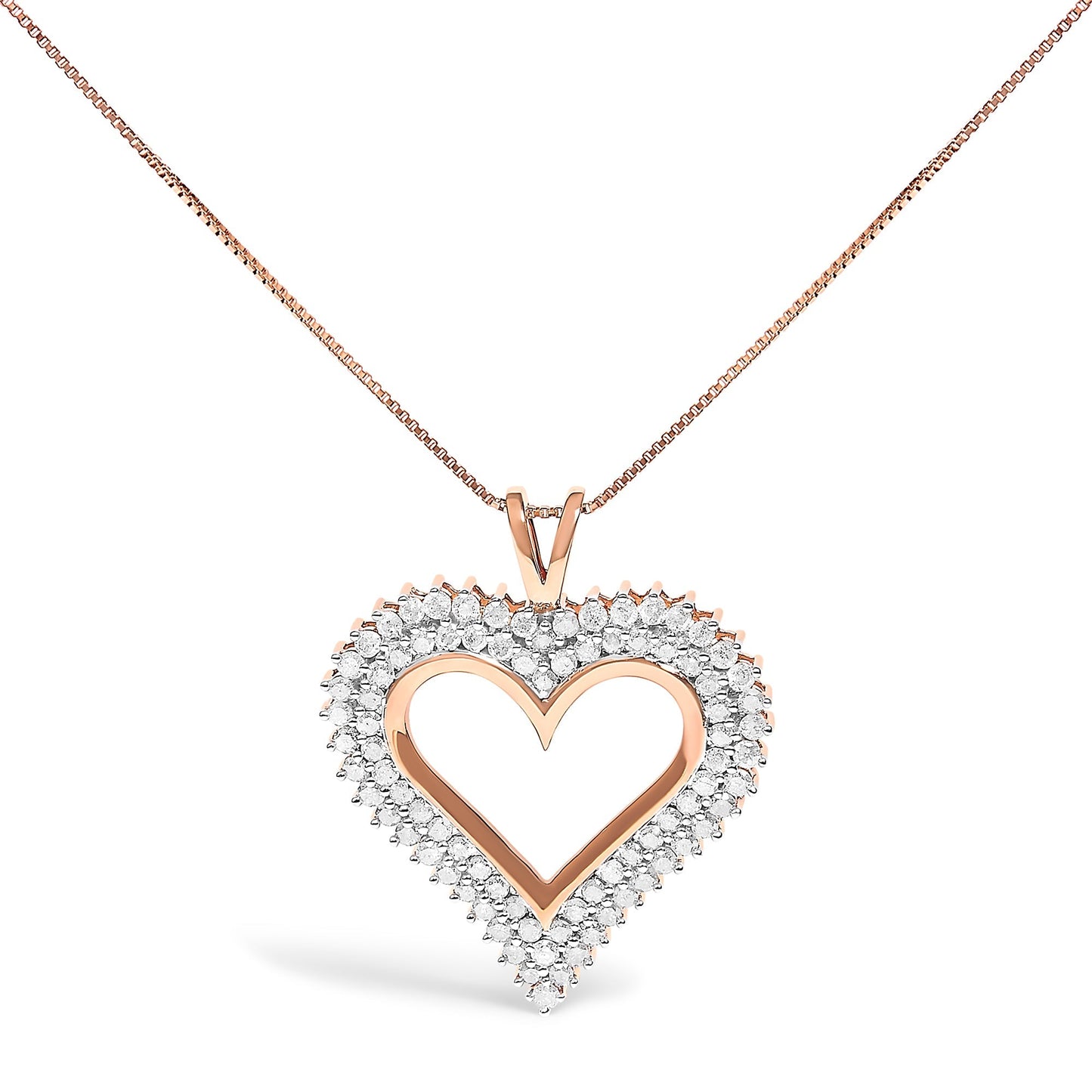 .925 Sterling Silver 1.00 Cttw Diamond Heart 18" Pendant Necklace (I-J Color, I2-I3 Clarity) Bids.com