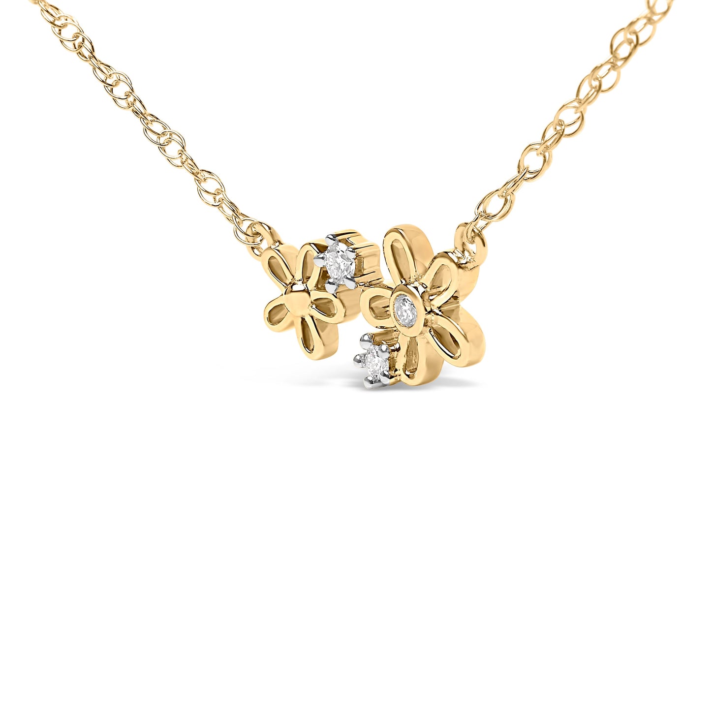 14K Yellow Gold Plated Sterling Silver Diamond Accent Floral Pendant Necklace Bids.com