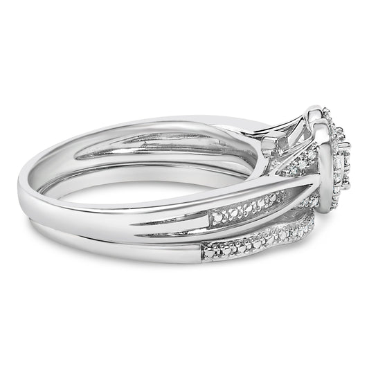 Sterling Silver 1/5 Cttw Diamond Heart Motif Bridal Set Bids.com