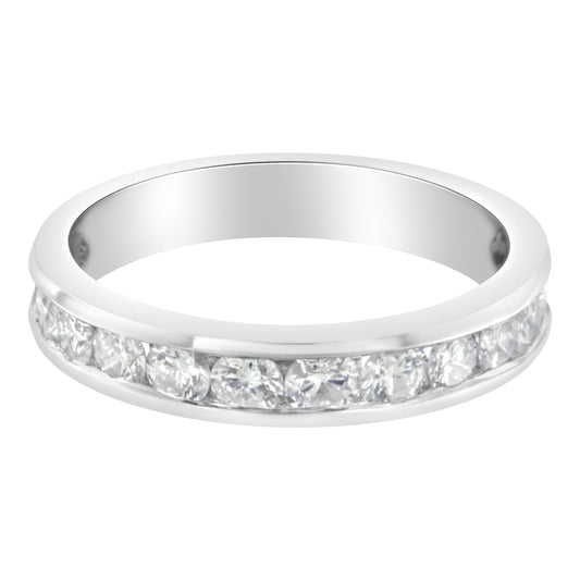 IGI Certified 1.0 Cttw Diamond 18K White Gold Channel-Set Half-Eternity Band Wedding Ring (E-F Color, I1-I2 Clarity) - Size 5-1/2 Bids.com
