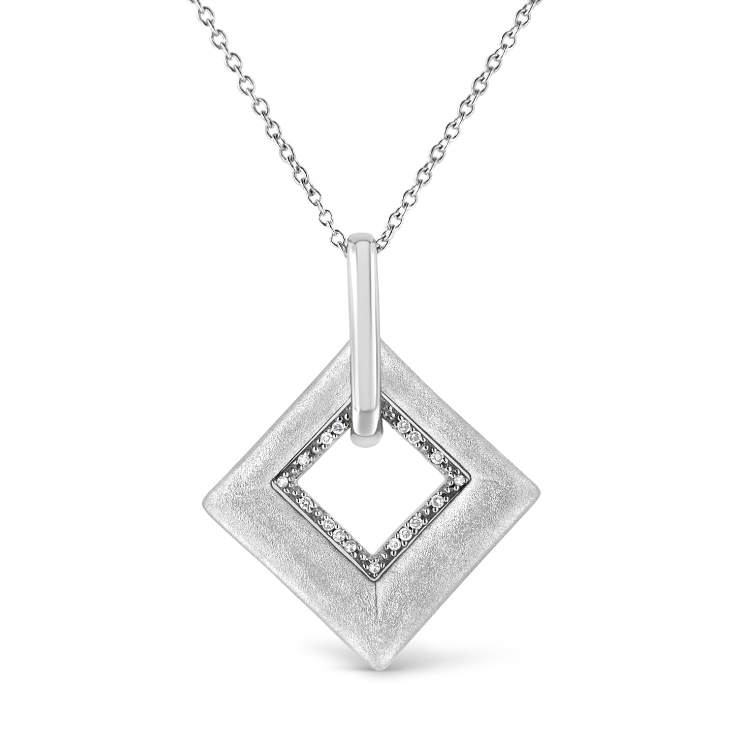.925 Sterling Silver Pave-Set Diamond Accent Kite Shape 18" Pendant Necklace (I-J Color, I1-I2 Clarity) Bids.com