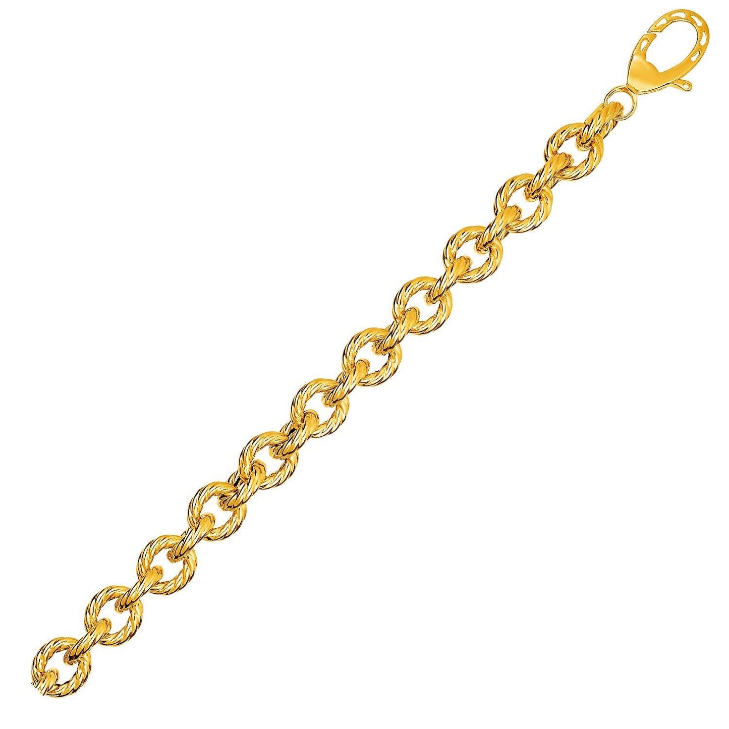 Textured Oval Link Bracelet in 14k Yellow Gold Bids.com