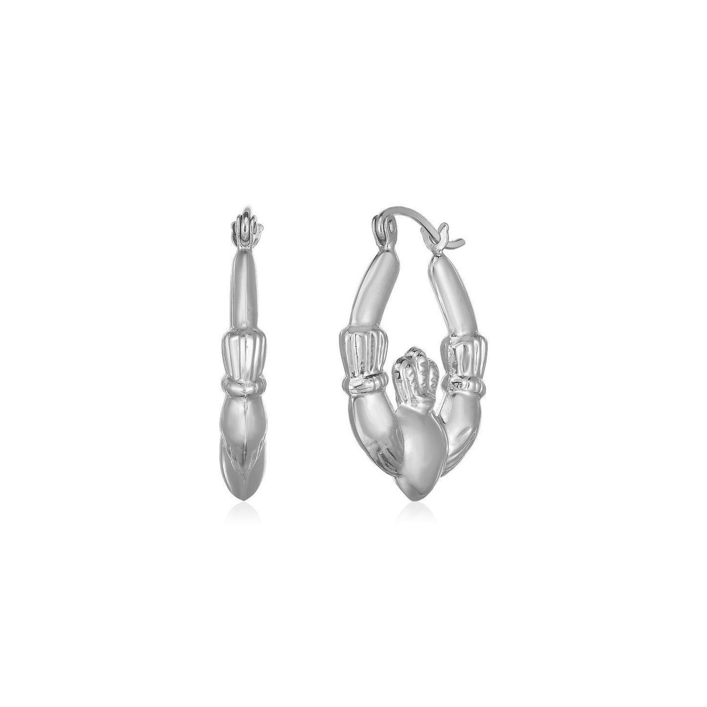 14K White Gold Claddagh Symbol Hoop Earrings Bids.com
