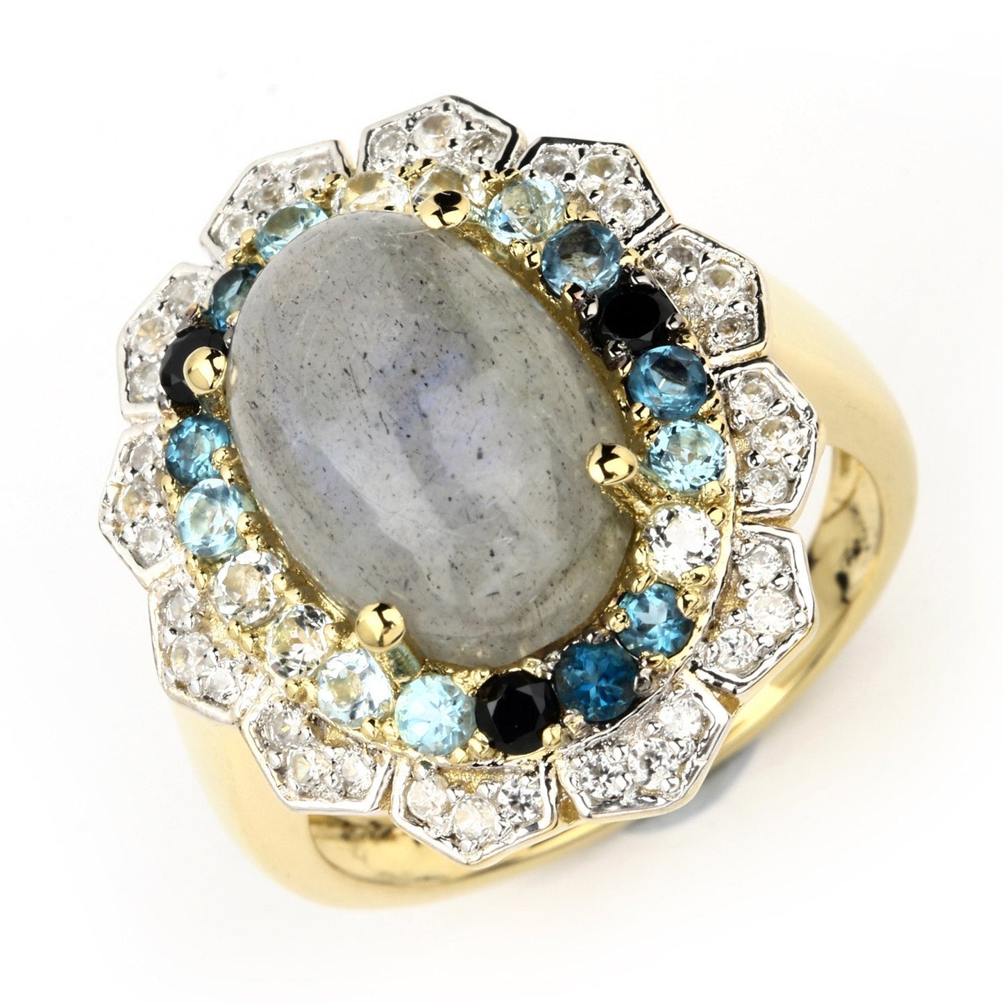 5.63 Carat Genuine Multi Stones .925 Sterling Silver Ring Bids.com