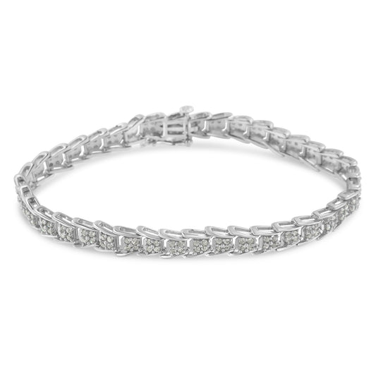 10k White Gold 2 cttw Diamond Fan-Shaped Link Tennis Bracelet (I-J Clarity, I3 Color) - Size 7.25" Bids.com