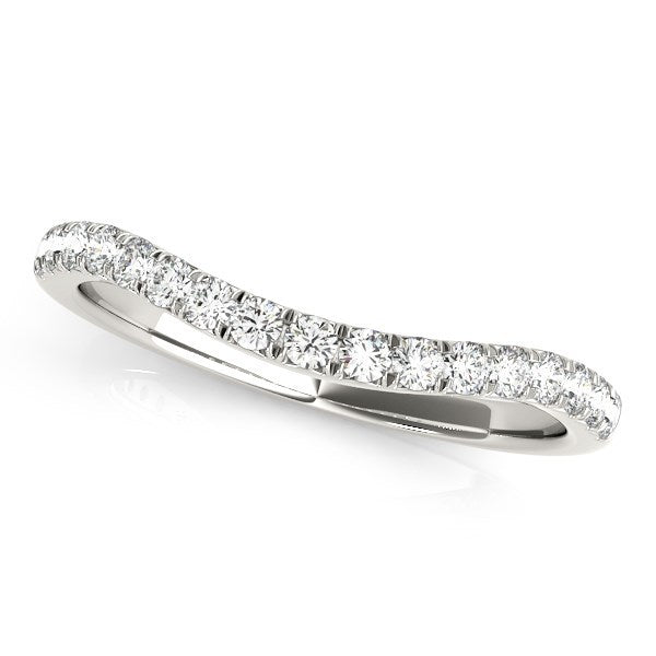 14k White Gold Pave Set Round Diamond Curved Wedding Band (1/4 cttw) Bids.com