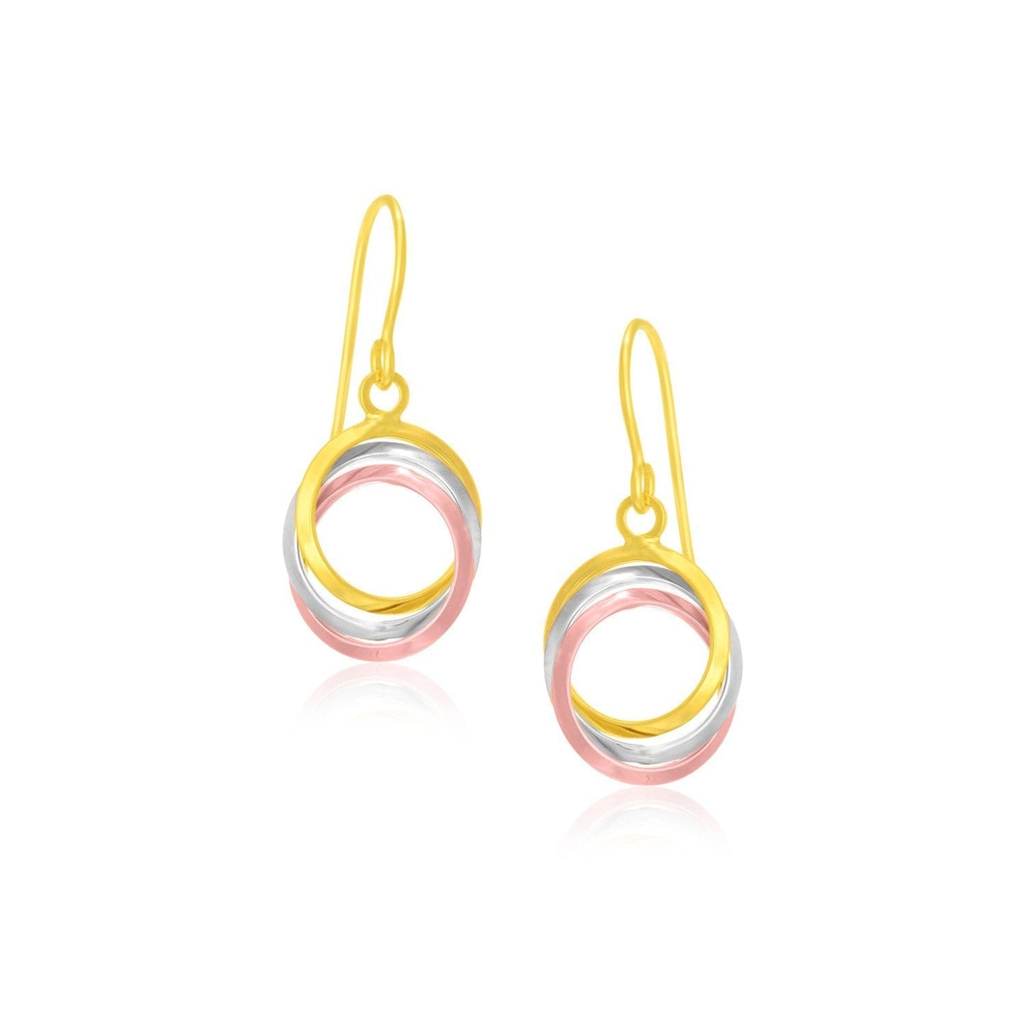 14k Tri-Color Gold Open Entwined Ring Earrings Bids.com