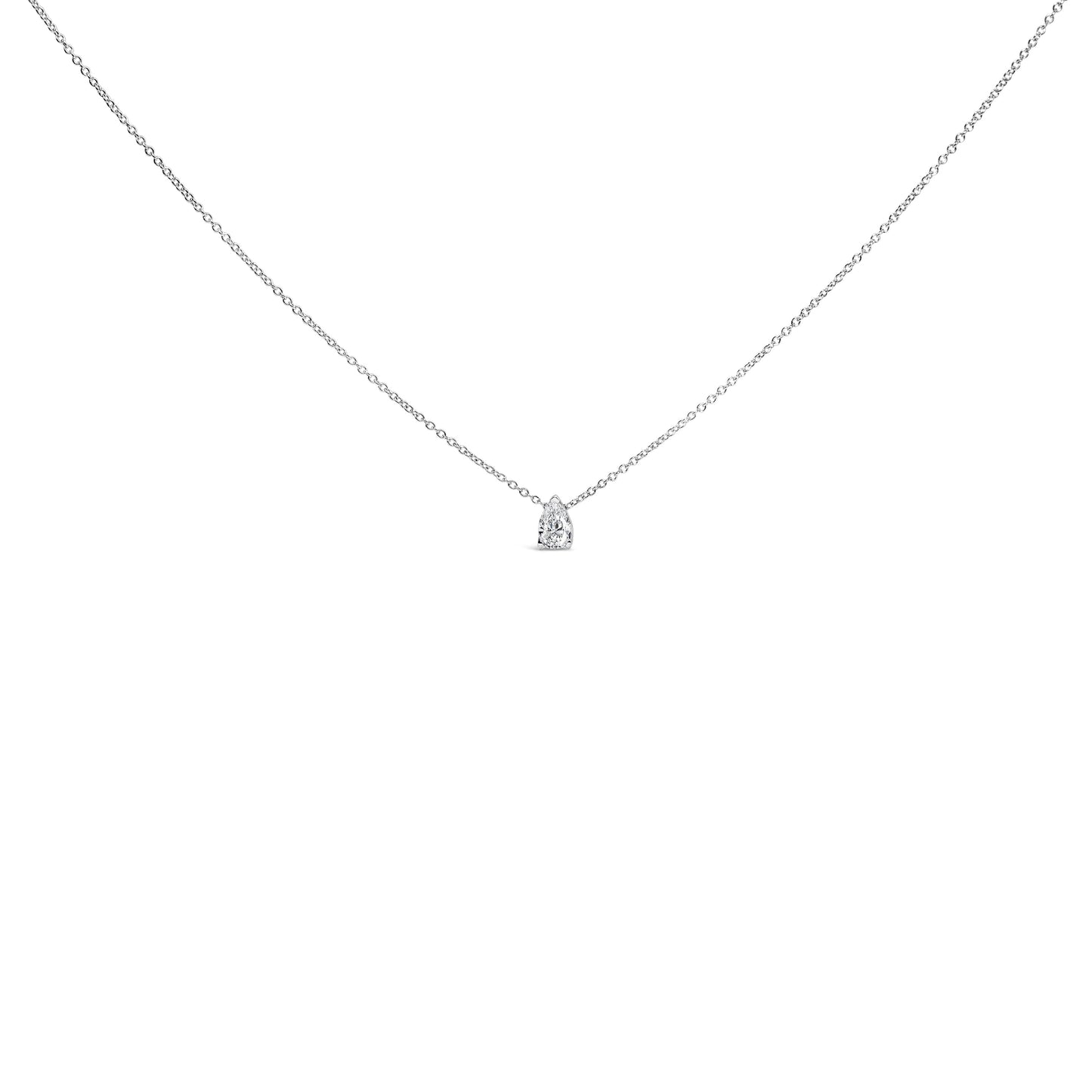 14K White Gold 1/10 Cttw Pear Shape Lab Grown Diamond Solitaire Pendant Necklace (F-G Color, VS2-SI1 Clarity) Bids.com