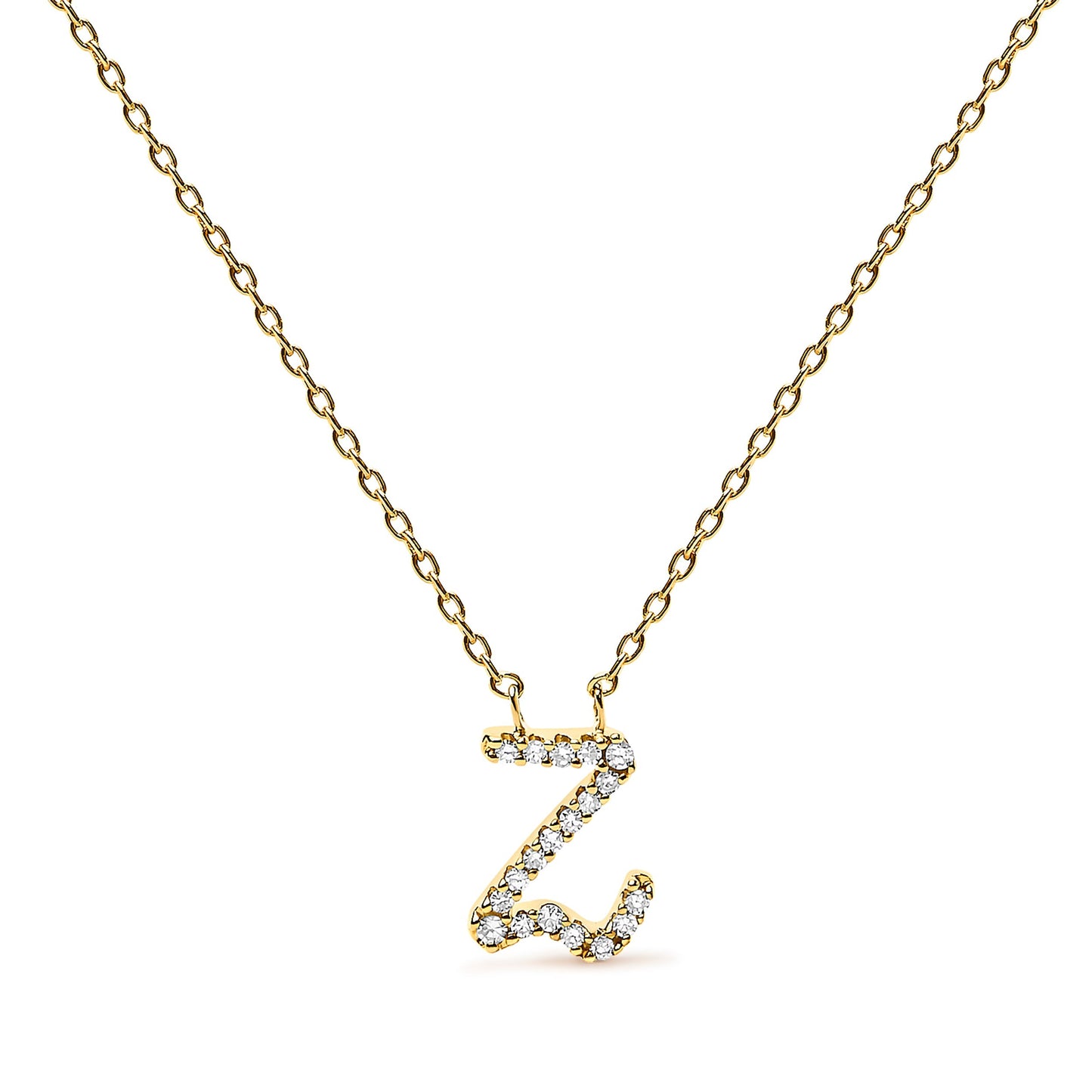 10K White Gold Diamond Accent "A" Initial Script Style Pendant Necklace Bids.com