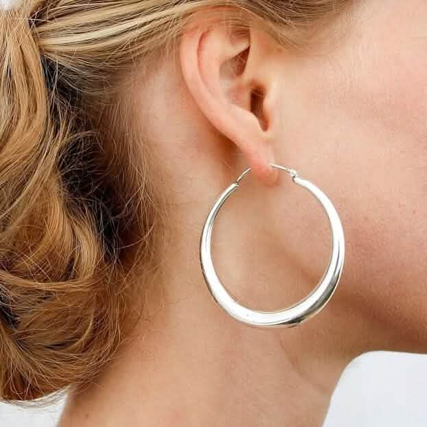 925 Sterling Silver Round Hoop Earrings – 40mm, 50mm or 60mm DailySale