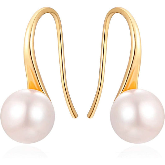 925 Sterling Silver 7.5-8mm White Freshwater Cultured Pearl Dangle Drop Earrings DailySale