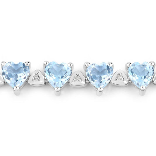 11.62 Carat Genuine Blue Topaz and White Diamond .925 Sterling Silver Bracelet Bids.com