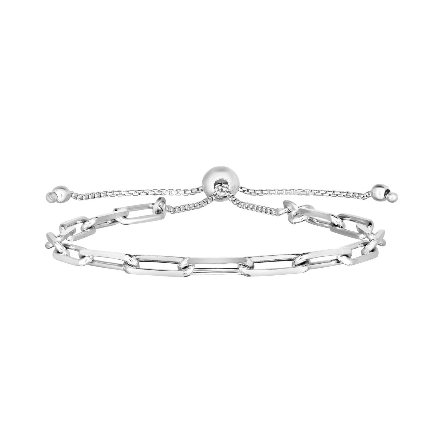 Sterling Silver Paperclip Chain Adjustable Bracelet Bids.com