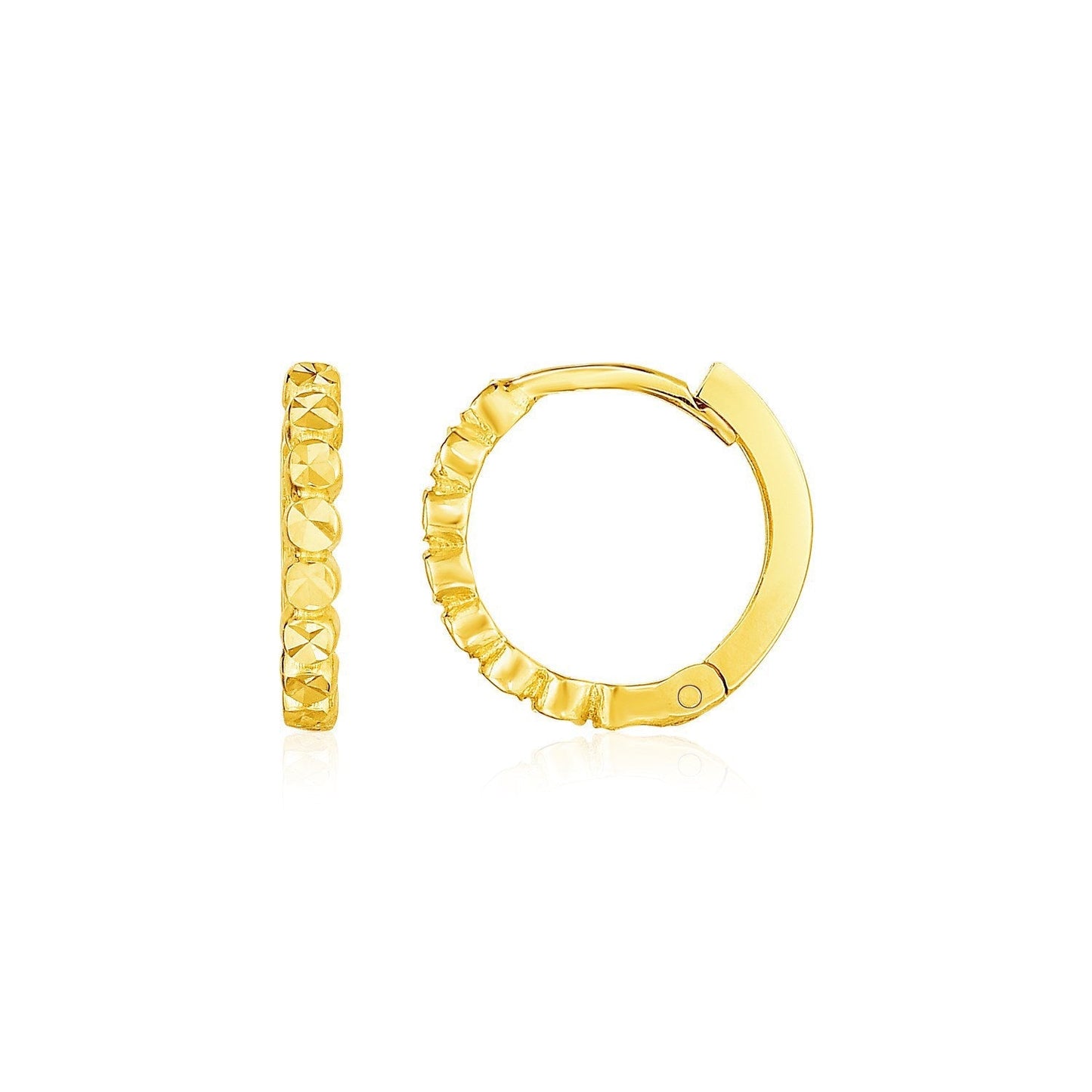14k Yellow Gold Petite Textured Round Hoop Earrings Bids.com