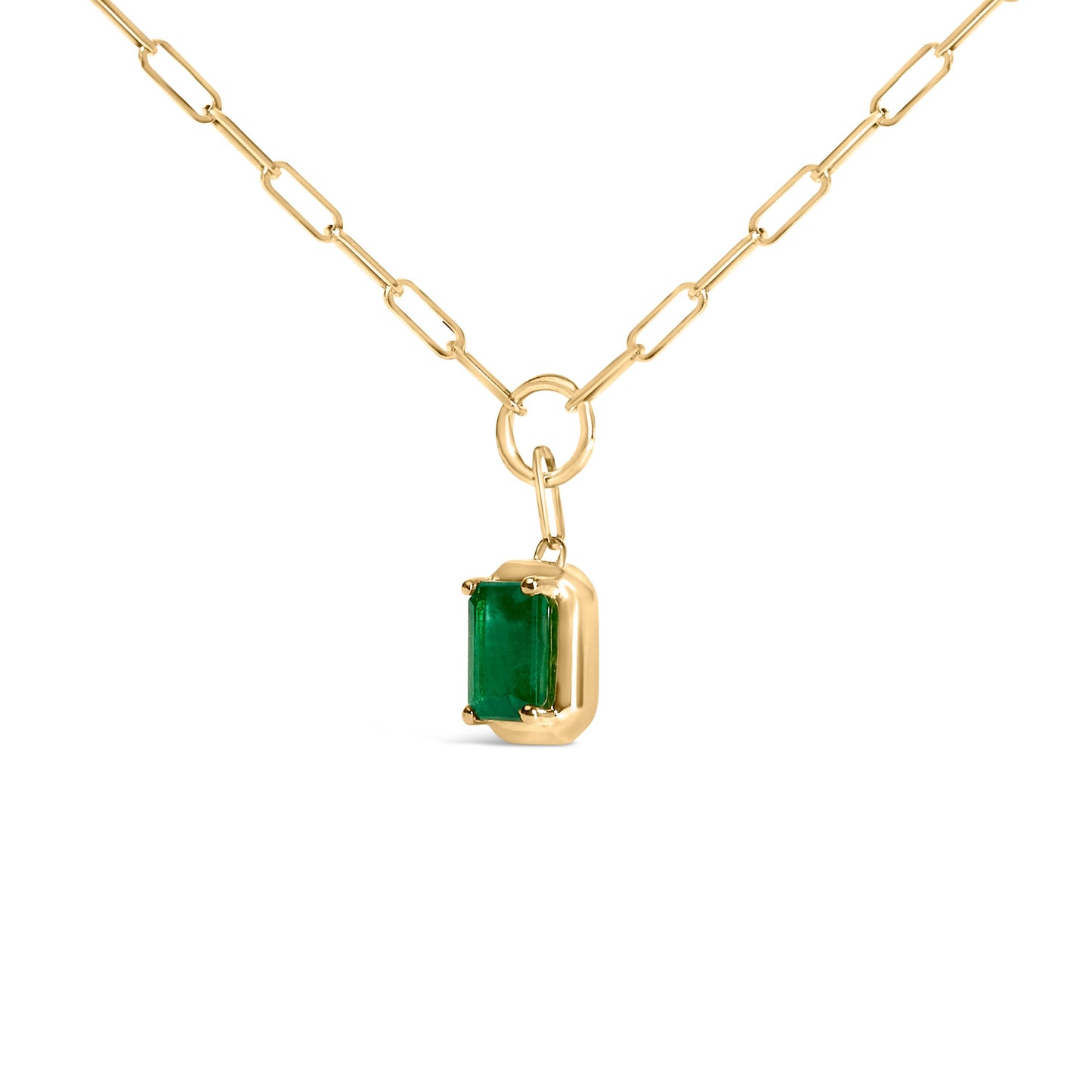 10K Yellow Gold Emerald Cut 6x4 MM Green Emerald Solitaire Pendant Necklace - 18 inch Bids.com