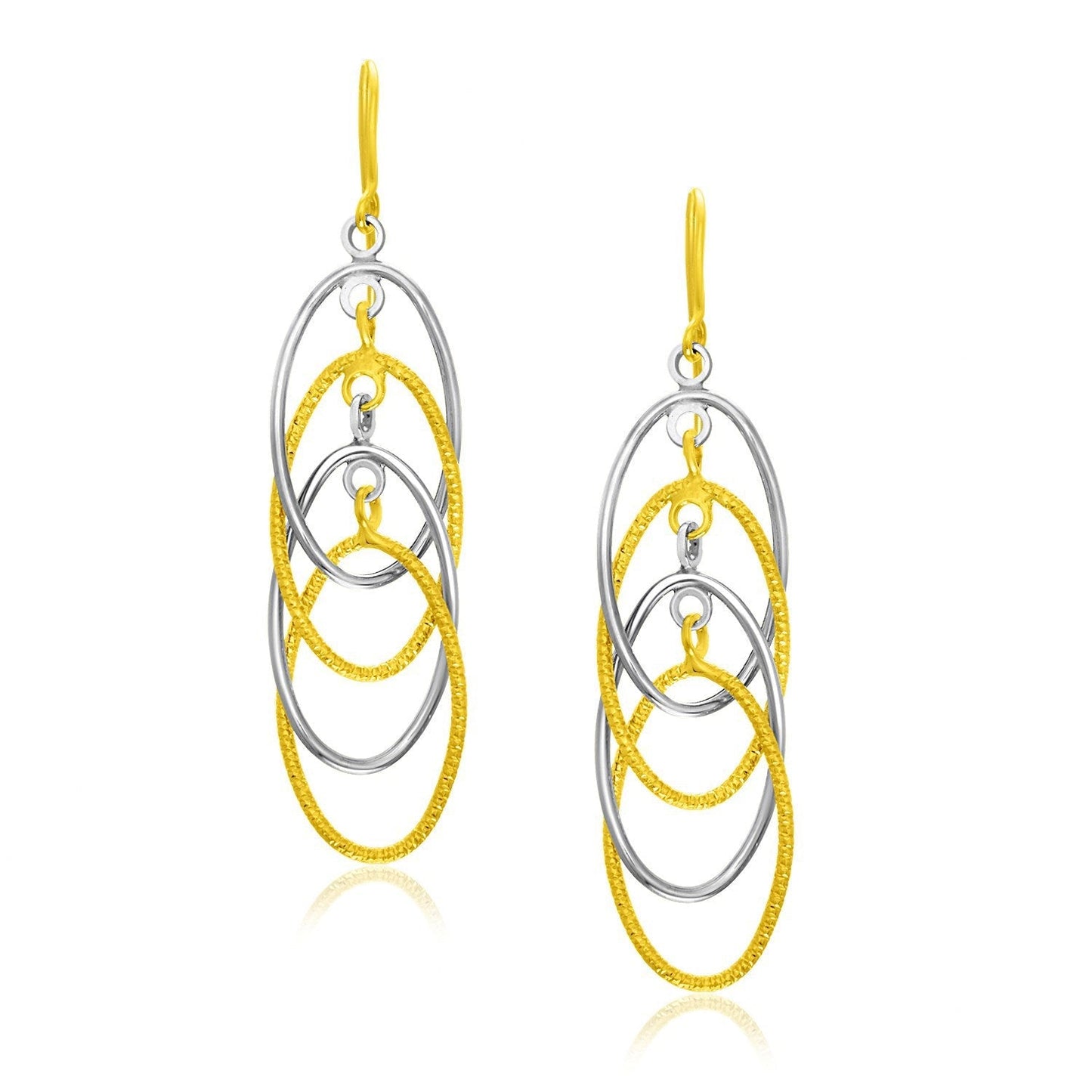 14k Two-Tone Gold Multiple Layer Interlaced Earrings Bids.com