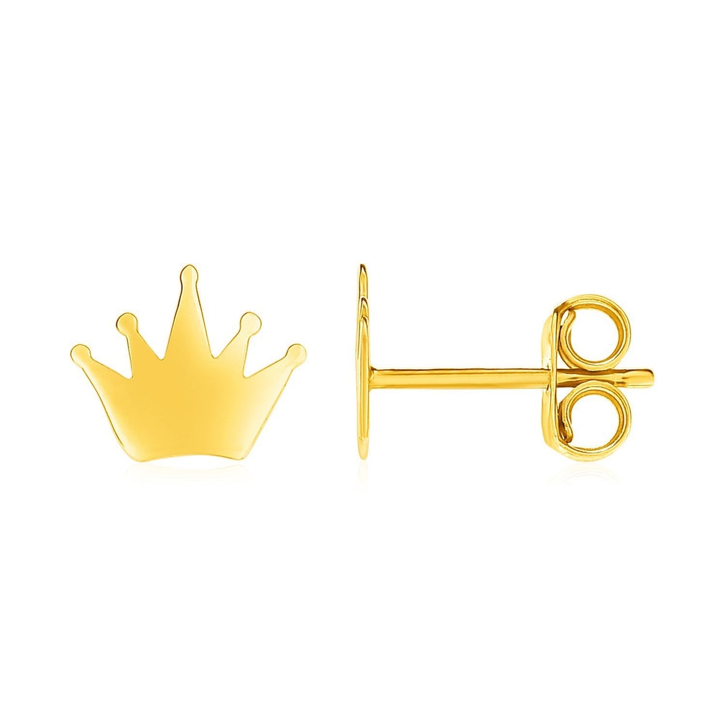 14k Yellow Gold Post Earrings with Crowns Bids.com