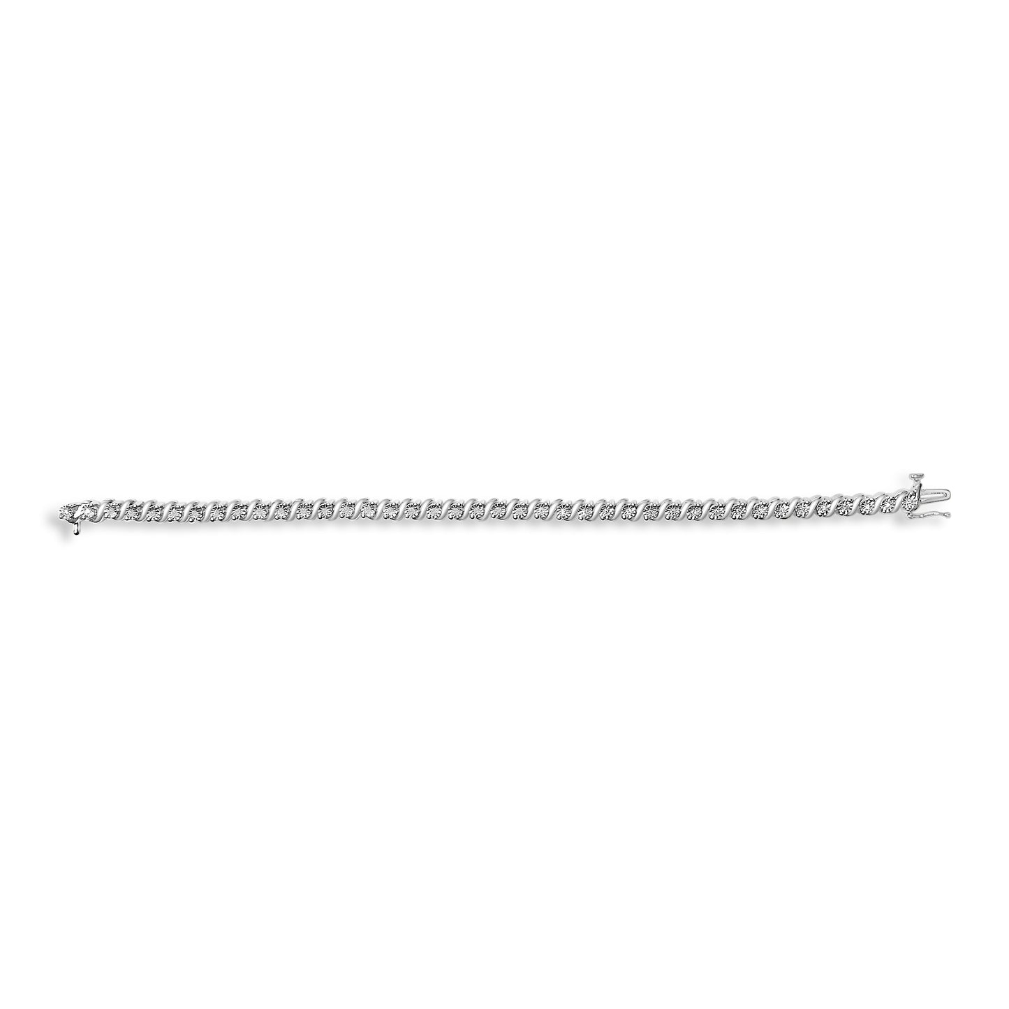 .925 Sterling Silver 1/4 Cttw Diamond Station and S Link Bracelet Bids.com