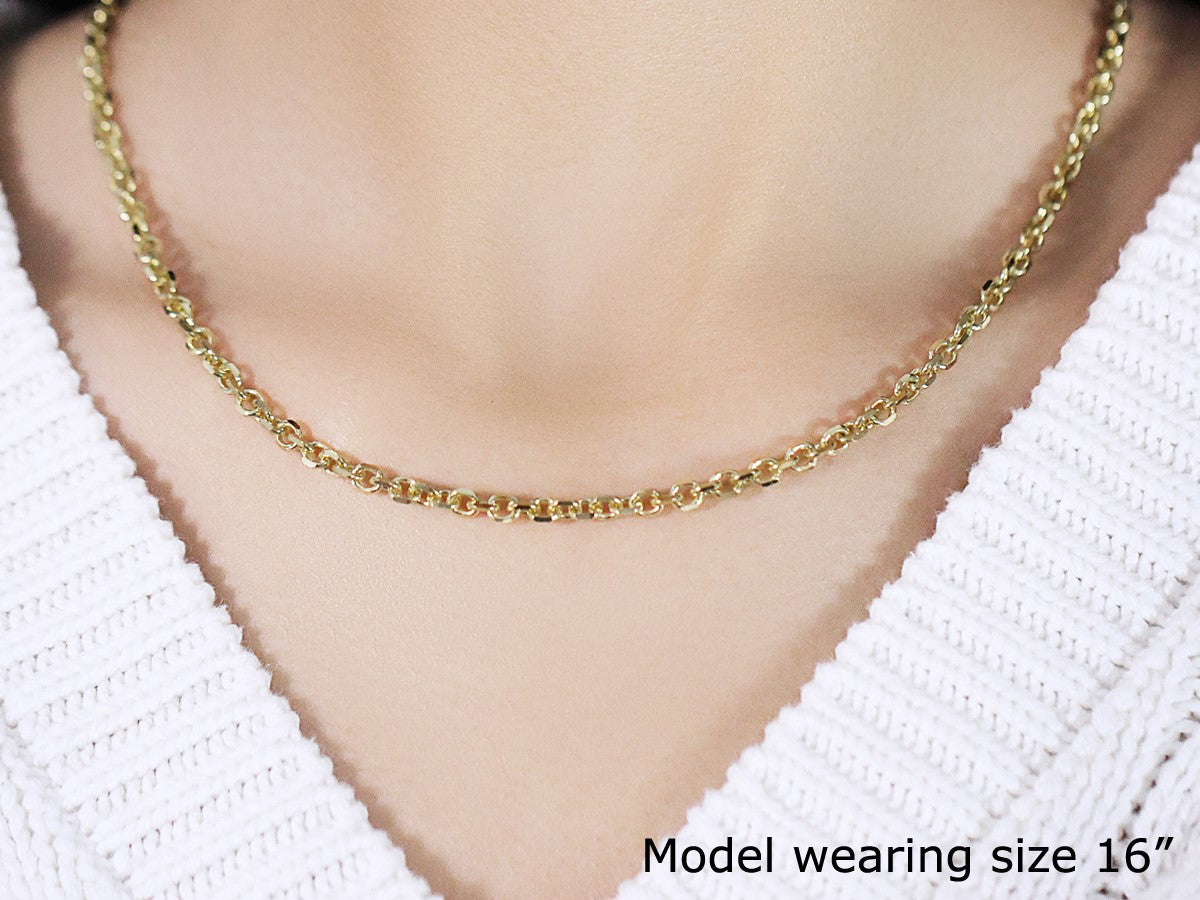 4.0mm 14k Yellow Gold Diamond Cut Cable Link Chain Bids.com