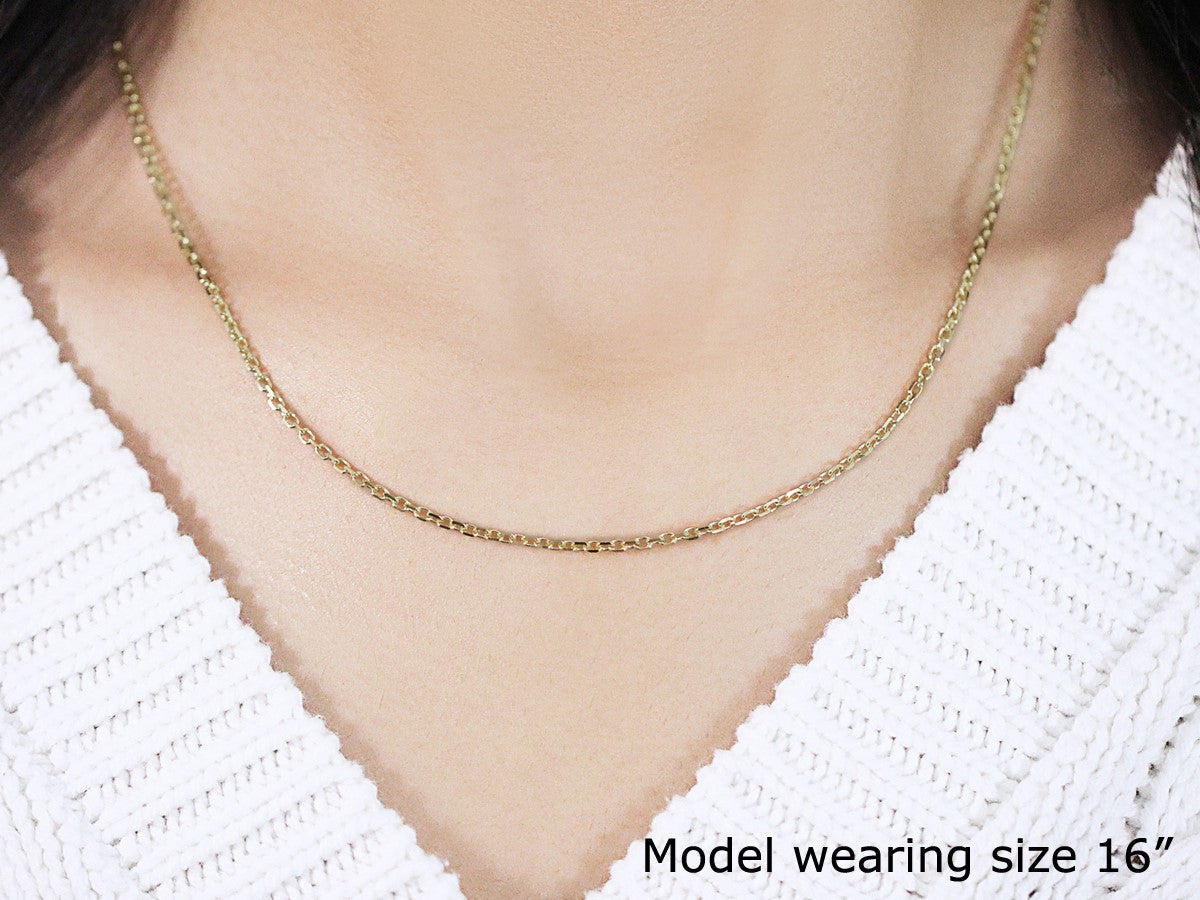 14k Yellow Gold Diamond Cut Cable Link Chain 1.8mm Bids.com