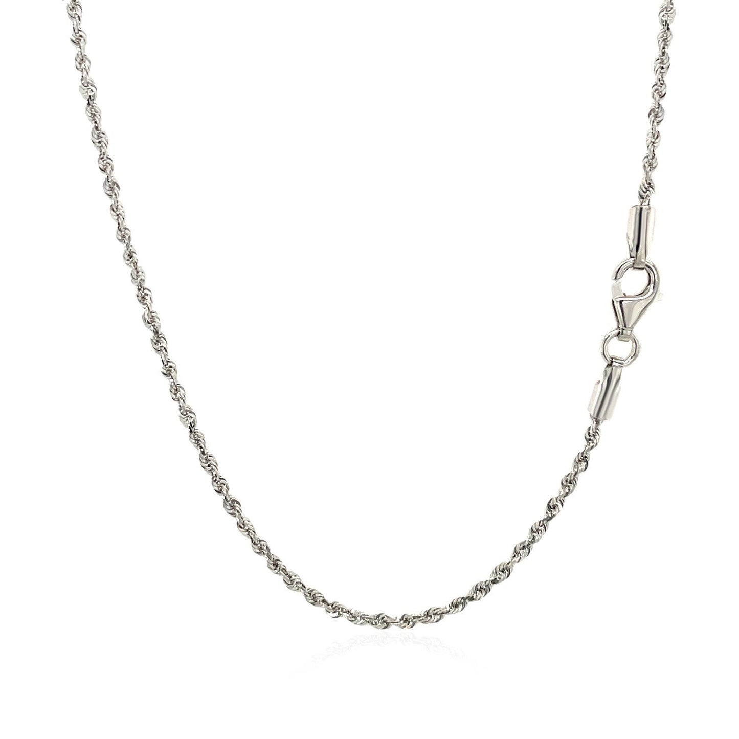 10k White Gold Solid Diamond Cut Rope Chain 1.5mm Bids.com
