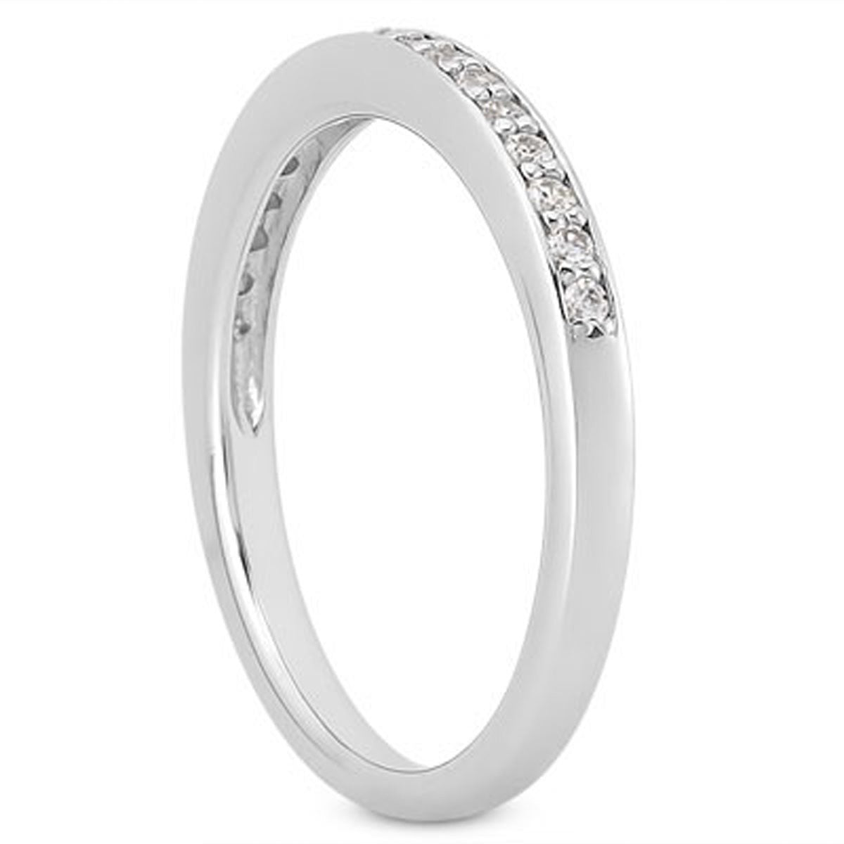 14k White Gold Micro-pave Flat Sided Diamond Wedding Ring Band Bids.com