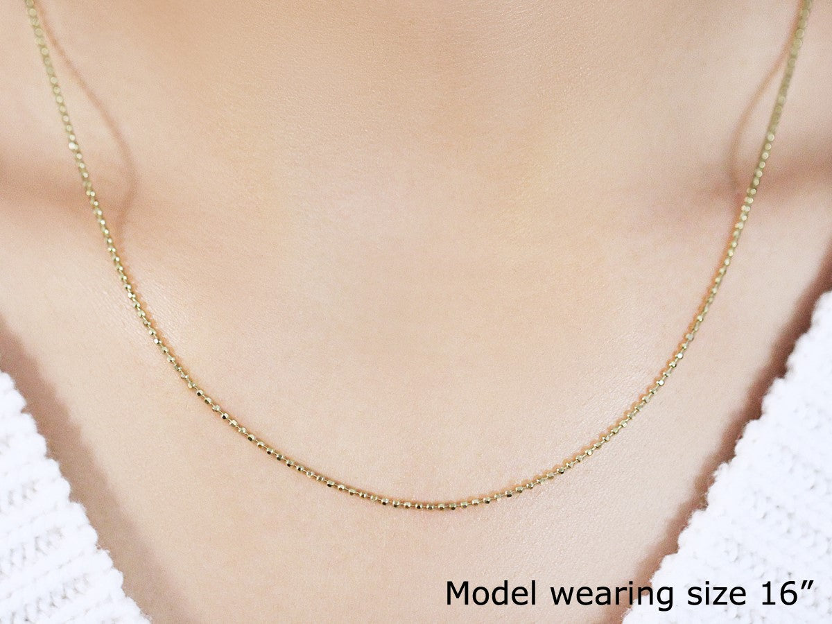 14k Yellow Gold Diamond-Cut Bead Chain 1.2mm Bids.com