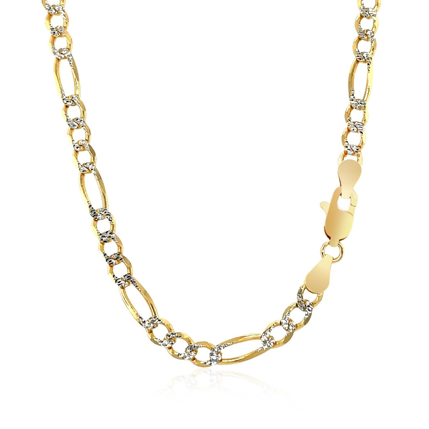 4.0mm 14K Yellow Gold Solid Pave Figaro Chain Bids.com