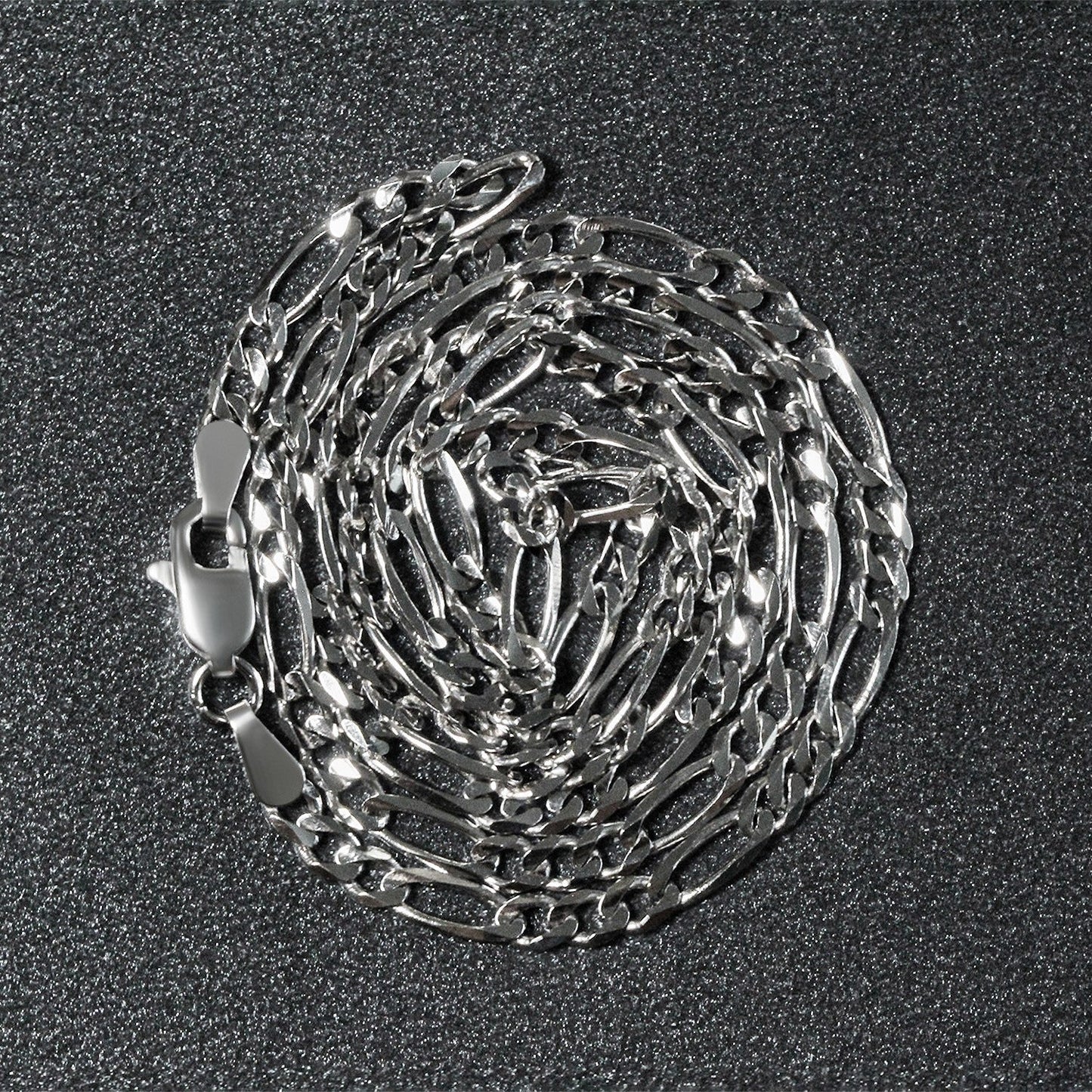 3.0mm 14k White Gold Solid Figaro Chain Bids.com