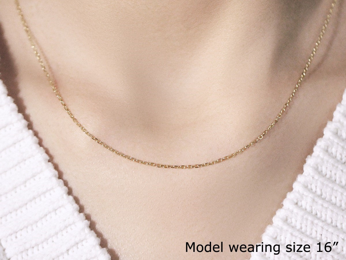 14k Yellow Gold Faceted Cable Link Chain 1.3mm Bids.com